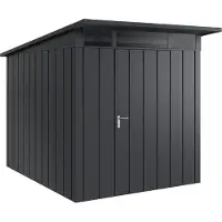 Hörmann , Metall-Gerätehaus "Juno" mit Pultdach, JPD6 - Modern, 214 x 262 cm (B x T), anthrazit, 1-flüglige Tür, Anschlag rechts