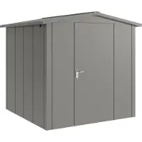 Hörmann , Metall-Gerätehaus "Juno" mit Satteldach, JSD5 - Design, 214 x 214 cm (B x T), graualuminium, 1-flüglige Tür, Anschlag rechts