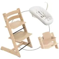 Stokke Tripp Trapp Bundle Treppenhochstuhl Eiche inklusive Newbornset Vanilla White & Babyset, natur