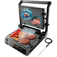 Cecotec Elektrogrill Rock'nGrill 2000 Smash PerfectCook. 2000W, Temperatursensor, Smash Burger, rauchfrei, doppelte Temperatur