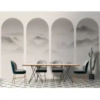 Living Walls Vliestapete "Fototapete Berglandschaft Grau Beige Asiatisch" matt glatt