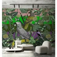 Living Walls Vliestapete "Papageien-Tapete Bunt – Exotische Mustertapete" matt glatt