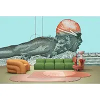 Living Walls Vliestapete "Fototapete Schwimmer Illustration Türkis Rot" matt glatt