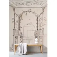 Living Walls Vliestapete "Tapete Vögel & Architektur Beige Braun Historisch" matt glatt