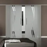 Levidor Doppelglasschiebetür Komplettset 2x 65 x 217,5 cm Augsburg Aluminium mit Stangengriffen und SoftClose