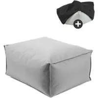 Mokebo® Outdoor Pouf o Hocker in Grau mit Wasserabweisender Schutzhülle Der Ruhestifter Fußhocker mit EPS-Perlen Füllung und Cover