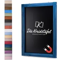 Die Kreidetafel Manufaktur Magnetische Kreidetafel - Magnettafel mit Holzrahmen / Maritimes Blau 30x50cm