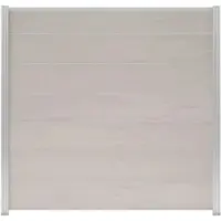GartenLand WPC Zaun XL Ameland Exclusive ca. 180 x 180 cm Sichtschutz Steckzaun Sand Multicolor mit Zwischenleisten und Abschlussleiste Silber