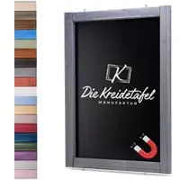 Die Kreidetafel Manufaktur Magnetische Kreidetafel - Magnettafel mit Holzrahmen / Grau 60x140cm