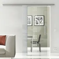 Levidor Glasschiebetür Komplettset 90 x 217,5 cm Stuttgart Edelstahl mit Stangengriff und SoftClose