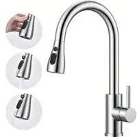AICA Küchenarmatur Ausziehbar Wasserhahn Küche Zwei Wasserauslassmodi Mischbatterie 360° Drehbar Einhand-Spültischarmatur Gebürstet