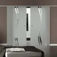 Levidor Doppelglasschiebetür Komplettset 2x 90 x 217,5 cm Augsburg Aluminium mit Griffmuscheln und SoftClose