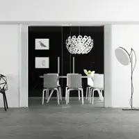 Levidor Doppelglasschiebetür Komplettset 2x 65 x 217,5 cm Klarglas Aluminium mit Stangengriffen