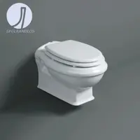 Simas WC Abgang waagrecht/WC wandhängend/WC spülrandlos Retro/Vintage Serie Old England Weiß von