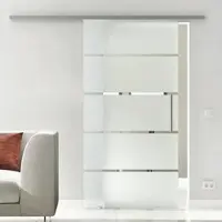 Levidor Glasschiebetür Komplettset 65 x 205 cm Berlin Edelstahl mit Stangengriff