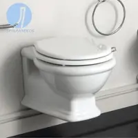 Simas WC Abgang waagrecht/WC wandhängend/WC spülrandlos Retro/Vintage Serie Heritage Weiß von