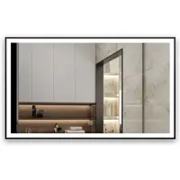 AICA Sanitär Badspiegel Schwarz Alu Rahmen 120x70 cm Spiegel mit LED Beleuchtung Neutral-Warm-Kaltweiß Dimmbar Memory Touch Wandschalter Beschlagfrei