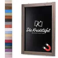 Die Kreidetafel Manufaktur Magnetische Kreidetafel - Magnettafel mit Holzrahmen / Landhausgrau 50x100cm