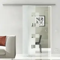Levidor Glasschiebetür Komplettset 102,5 x 205 cm Wolfsburg Edelstahl mit Griffmuschel und SoftClose