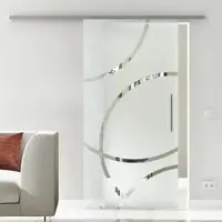 Levidor Glasschiebetür Komplettset 65 x 205 cm Dresden Edelstahl mit Stangengriff und SoftClose