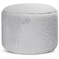 Mokebo® Pouf XL aus Kunstfell Der Flauschige Fußhocker oder Sitzpouf aus Faux fur in Grau