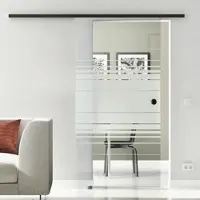 Levidor Glasschiebetür Komplettset 77,5 x 205 cm Hamburg Schwarz mit Griffmuschel und SoftClose