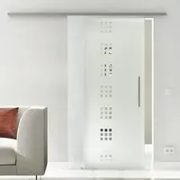 Levidor Glasschiebetür Komplettset 102,5 x 217,5 cm Frankfurt Edelstahl mit Stangengriff