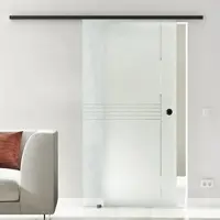 Levidor Glasschiebetür Komplettset 77,5 x 217,5 cm München Schwarz mit Griffmuschel