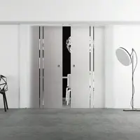Levidor Doppelglasschiebetür Komplettset 2x 77,5 x 217,5 cm Köln Aluminium mit Griffmuscheln