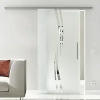 Levidor Glasschiebetür Komplettset 90 x 217,5 cm Augsburg Edelstahl mit Stangengriff und SoftClose