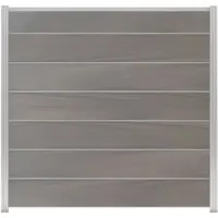 GartenLand WPC Zaun XL Ameland Exclusive Co-ex ca. 180 x 180 cm Sichtschutz Steckzaun Ameythstgrau Multic. mit Zwischen-und Abschlussleiste Silber