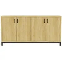 PXloue Sideboard Holzoptik mit Metallgriffen Schwarz 160x35x80cm