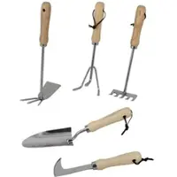 Galaflor Kleingeräte Set aus Edelstahl mit Holzgriff 5 Teile