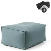 Mokebo® Outdoor Pouf mit Schutzhülle Der Ruhepouf für Balkon & Garten Sitzhocker Würfelkissen oder Bodenkissen in Himmelblau