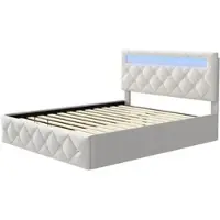 PXloue Doppelbett 140x200cm mit Verstellbares Kopfteil&Stauraum