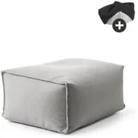 Mokebo® Outdoor Pouf mit Schutzhülle Der Ruhepouf für Balkon & Garten Sitzhocker Würfelkissen oder Bodenkissen in Lichtgrau