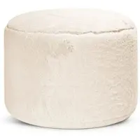 Mokebo® Pouf aus Kunstfell Der Flauschige Fußhocker oder Sitzpouf aus Faux fur in Beige