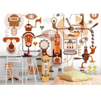 A.S. Création Vliestapete "Retro Fototapete Kaffeeroboter Braun Orange" matt strukturiert