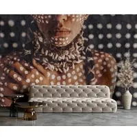 Living Walls Vliestapete "Portraittapete Punktmuster Braun Beige Tribal Look" matt glatt