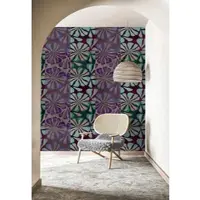 Living Walls Vliestapete "Retro-Blumen-Tapete Bunt Lila Türkis 70er Stil" matt glatt