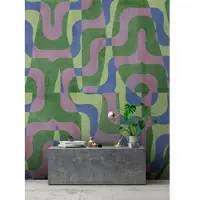 Living Walls Vliestapete "Psychedelische Retro-Tapete Grün Lila Blau 70er" matt glatt