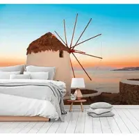 A.S. Création Vliestapete "Fototapete Windmühle am Meer Sonnenuntergang" matt strukturiert