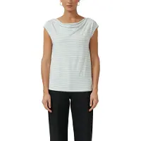 s.Oliver Black Label T-Shirt mit Wasserfallausschnitt und Streifen-Design
