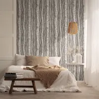 Marburg Vliestapete "Tapete Birkenwald Zauber" Wald geprägt moderne Vliestapete für Wohnzimmer Schlafzimmer Küche