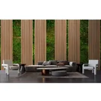 Living Walls Vliestapete "Holzleisten-Tapete mit Moosoptik Naturdesign" matt glatt