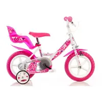 Dino Bikes Kinderfahrrad "12" Little Heart Kinderfahrrad stabiler Stahl-Rahmen Stützräder" 1 Gang mit Stützrädern, Korb und Puppensitz