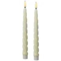 MARELIDA 2er Set LED Stabkerzen TWIST Tafelkerzen gedreht H: 25cm in creme | Gr.: onesize