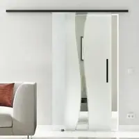 Levidor Glasschiebetür Komplettset 102,5 x 205 cm Bremen Schwarz mit Stangengriff