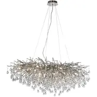 Paul Neuhaus Kronleuchter, silberfarben, elegantes Design, Schutzart IP20, 400 mm Glasanhänger