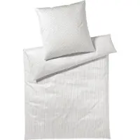 Elegante Mako-Satin Bettwäsche-Garnitur Hamburger Streifen Farbe Hellgrau Größe 135x200cm+80x80